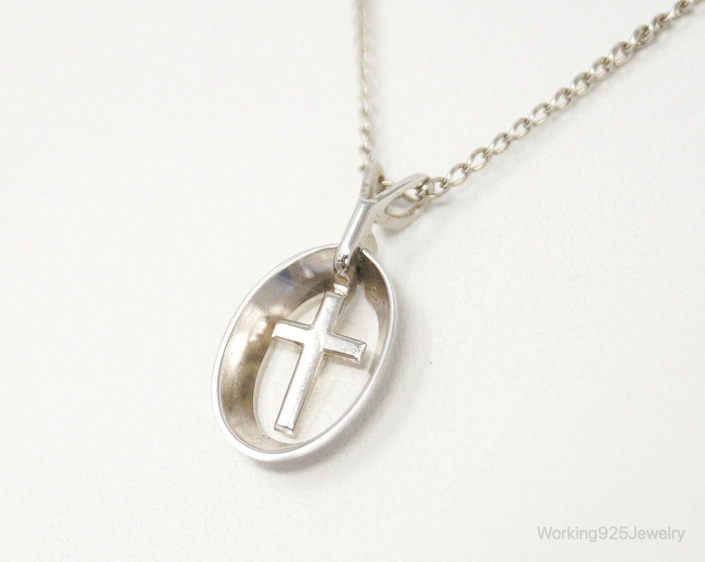Vintage Designer Marvel Cross Sterling Silver Necklace