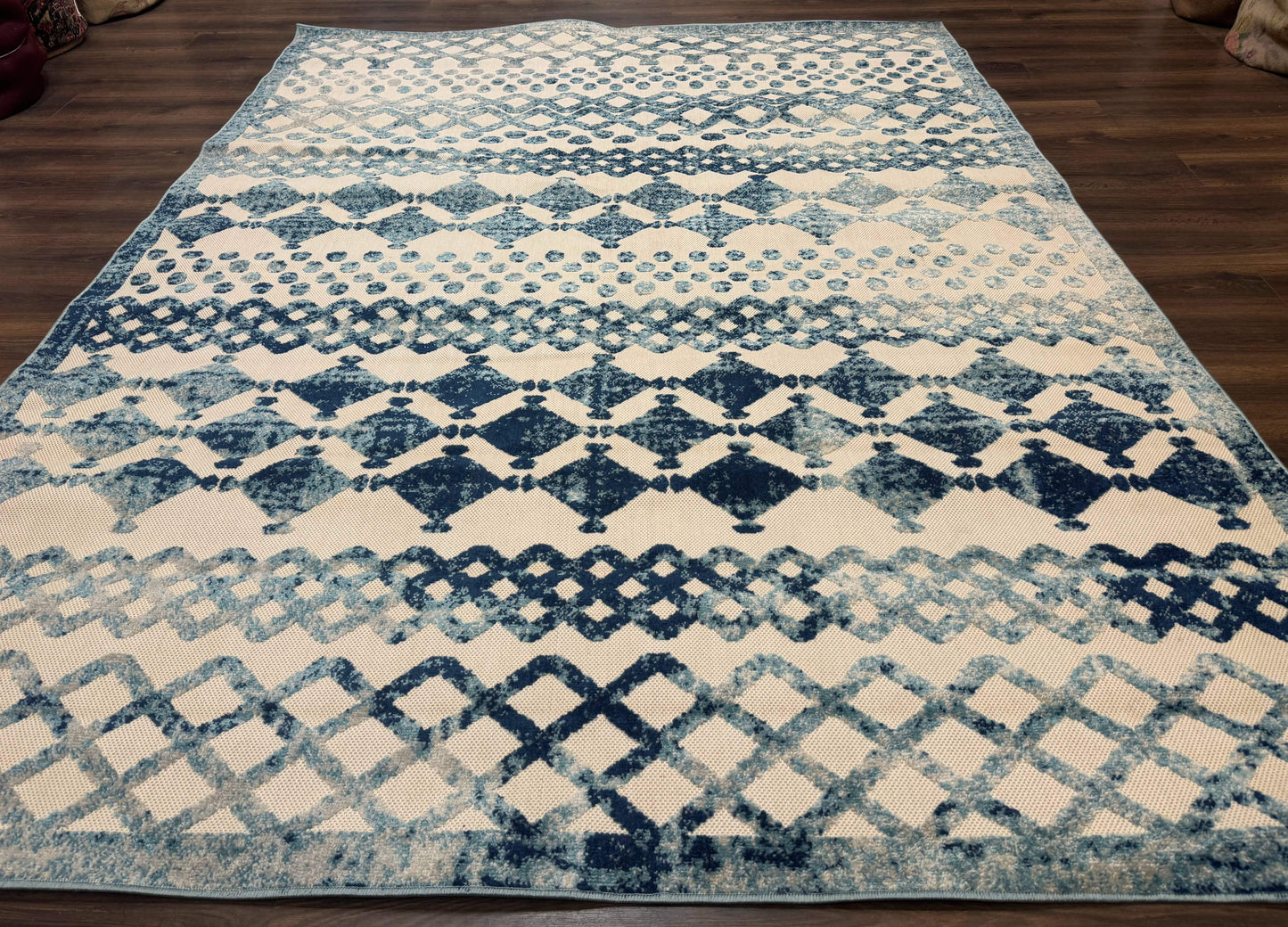 Modern Rug 8x10, Abstract Rug, Oat and Blue, Raised Pattern, Modway Rug Collection