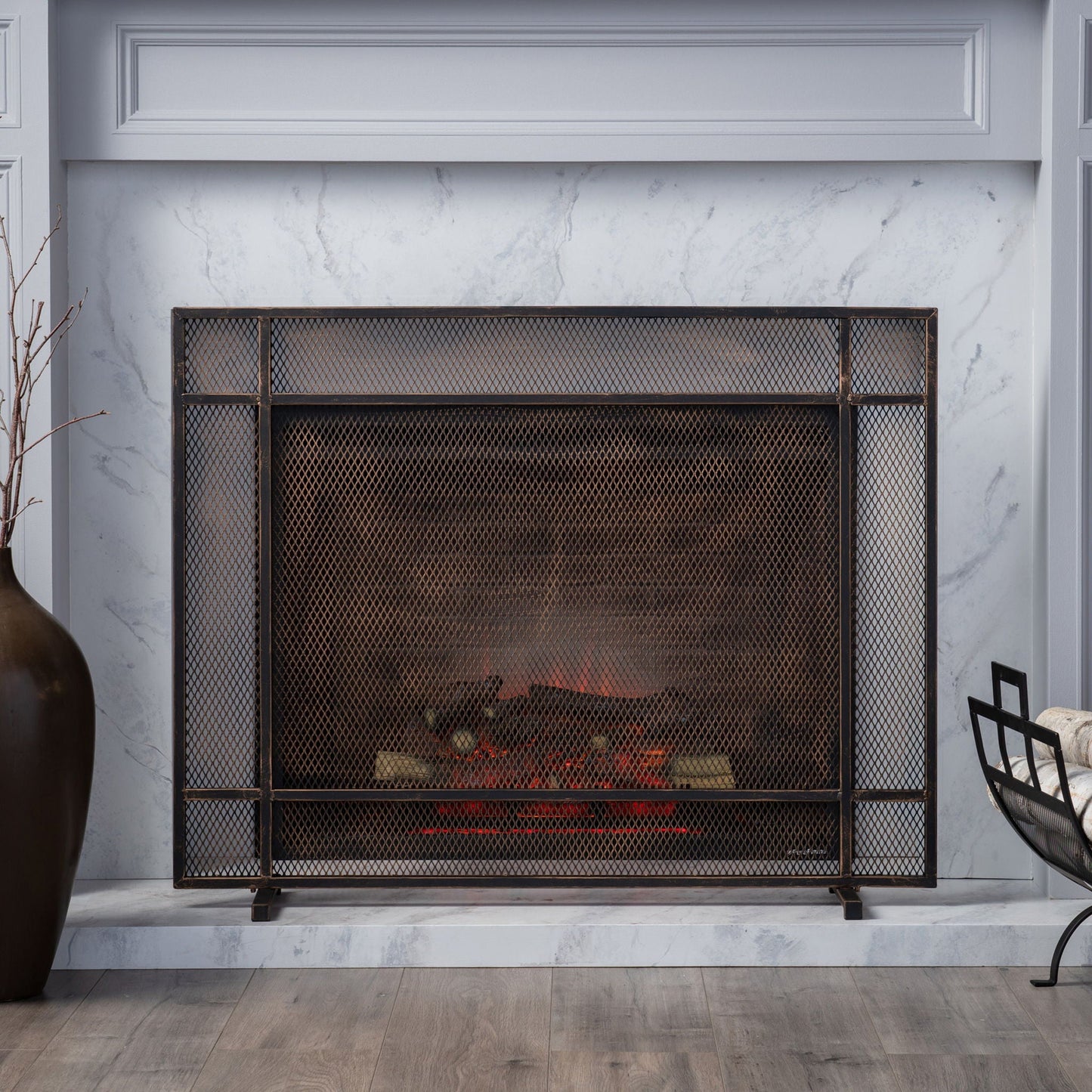 Elegant Iron Fire Screen For Fireplace Protection