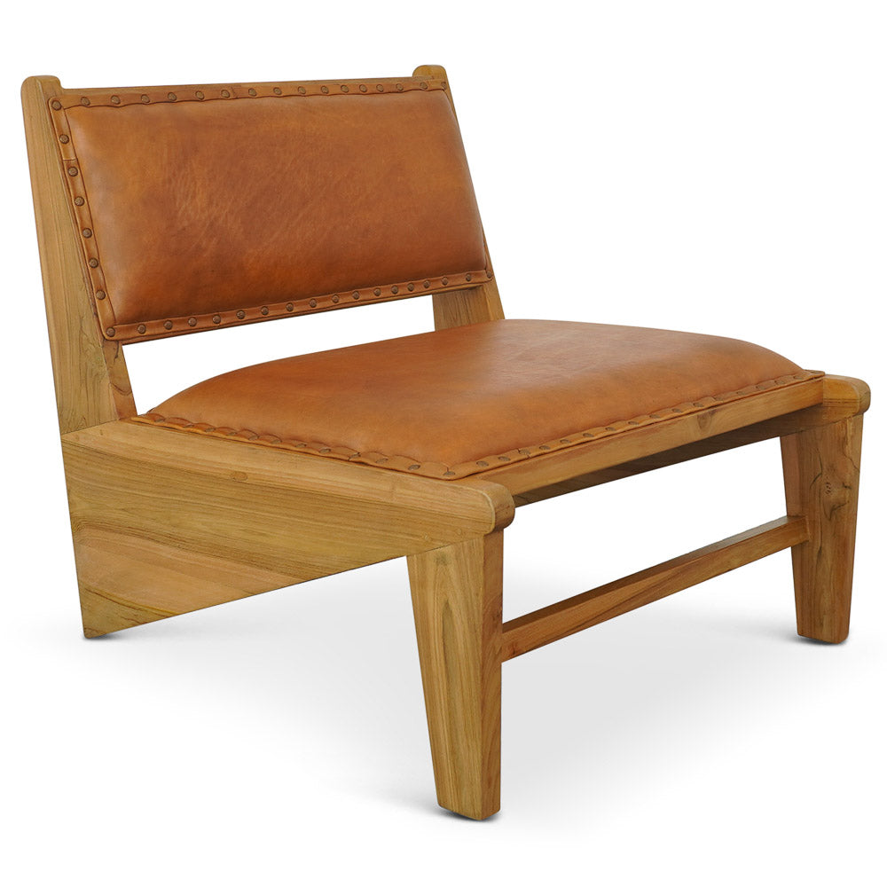 Talon Full-Grain Leather & Solid Wood Accent Chair