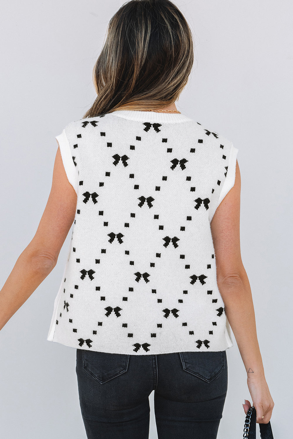 Reagan Pattern Side Cropped Sweater