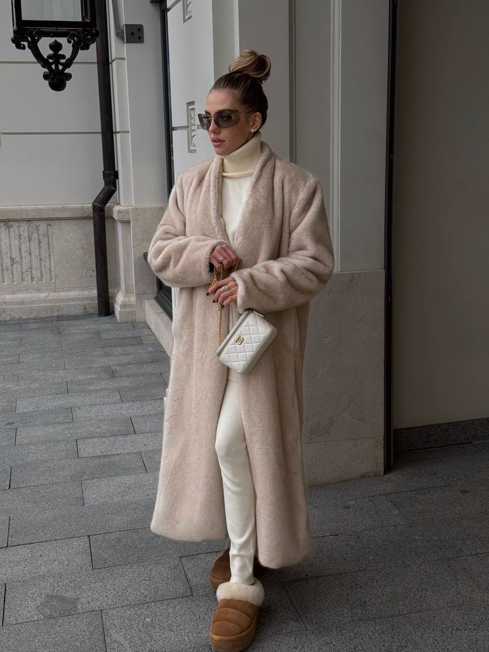 Sylvie Iconic Statement Fiber Coat in Ivory