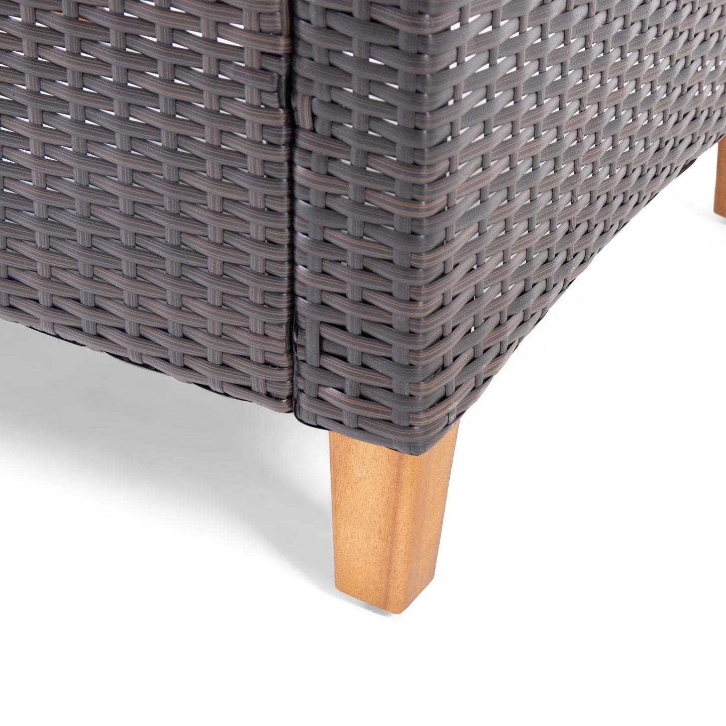 Outdoor Set: Transitional Teak Wood and Pe Rattan with Water Resistant Cushions