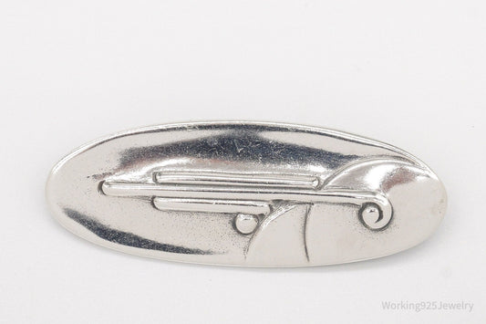 Vintage Art Deco / Mid Century Style Sterling Silver Brooch Pin