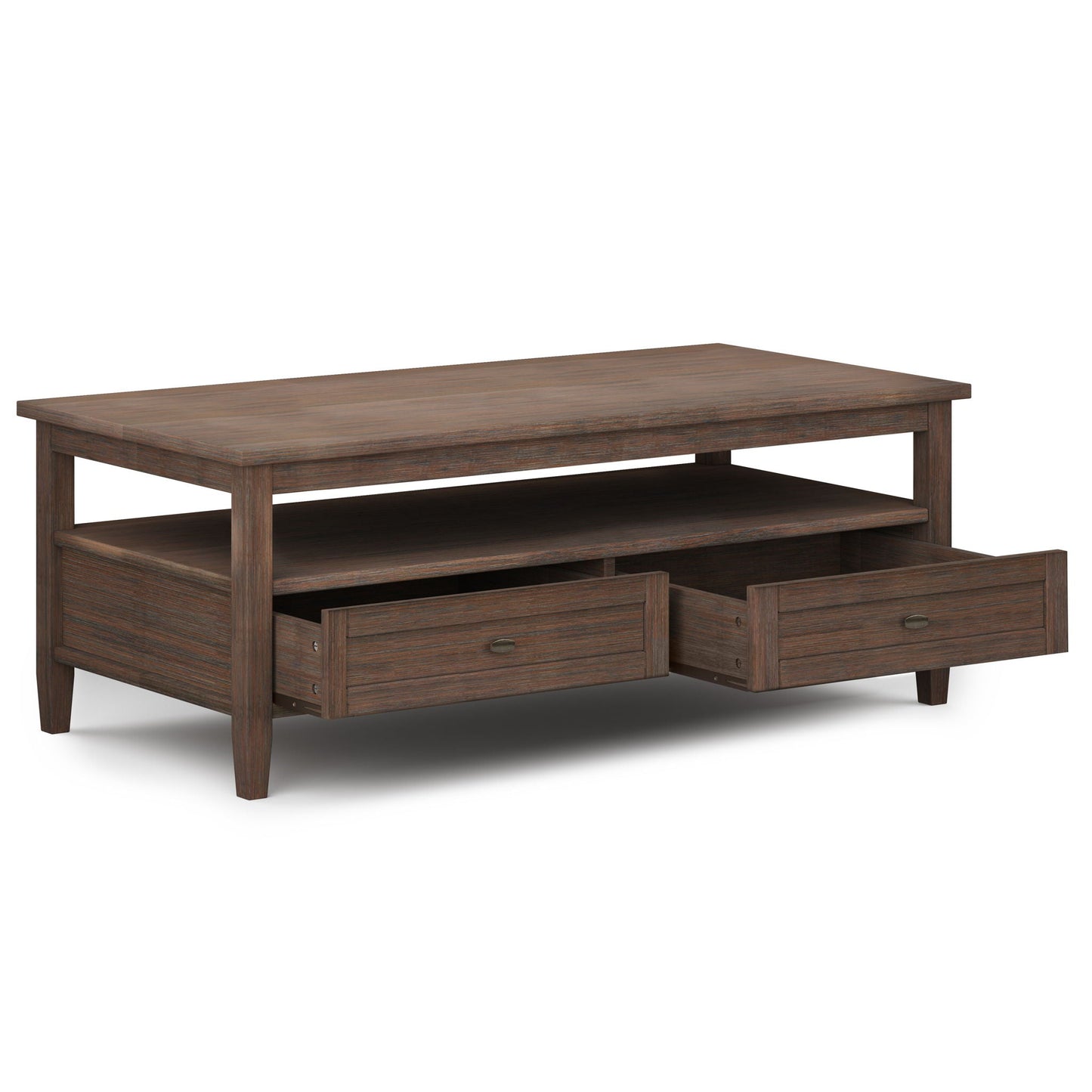 Ashcombe Shaker Coffee Table with Dual Drawers & Open Storage Shelf