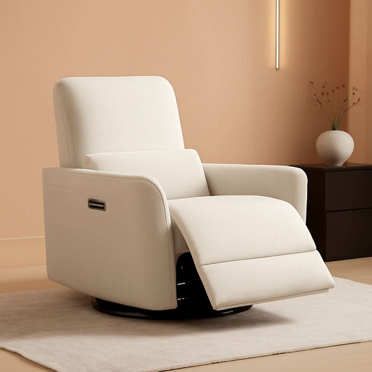 Power Recliner Chair With Linen Upholstery Lumbar Support