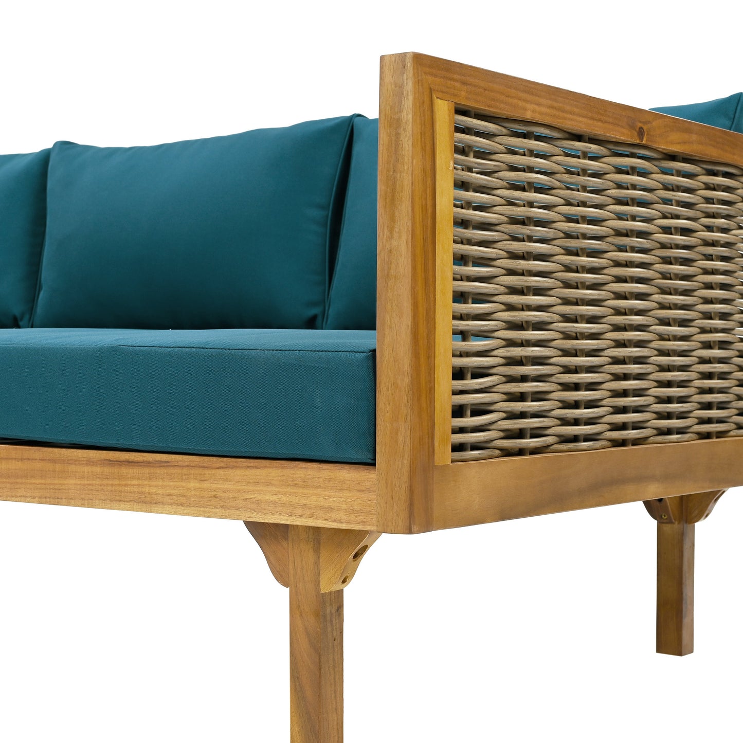 Patio Set Sectional Wicker Dark Teal Cushions Weather Resistant