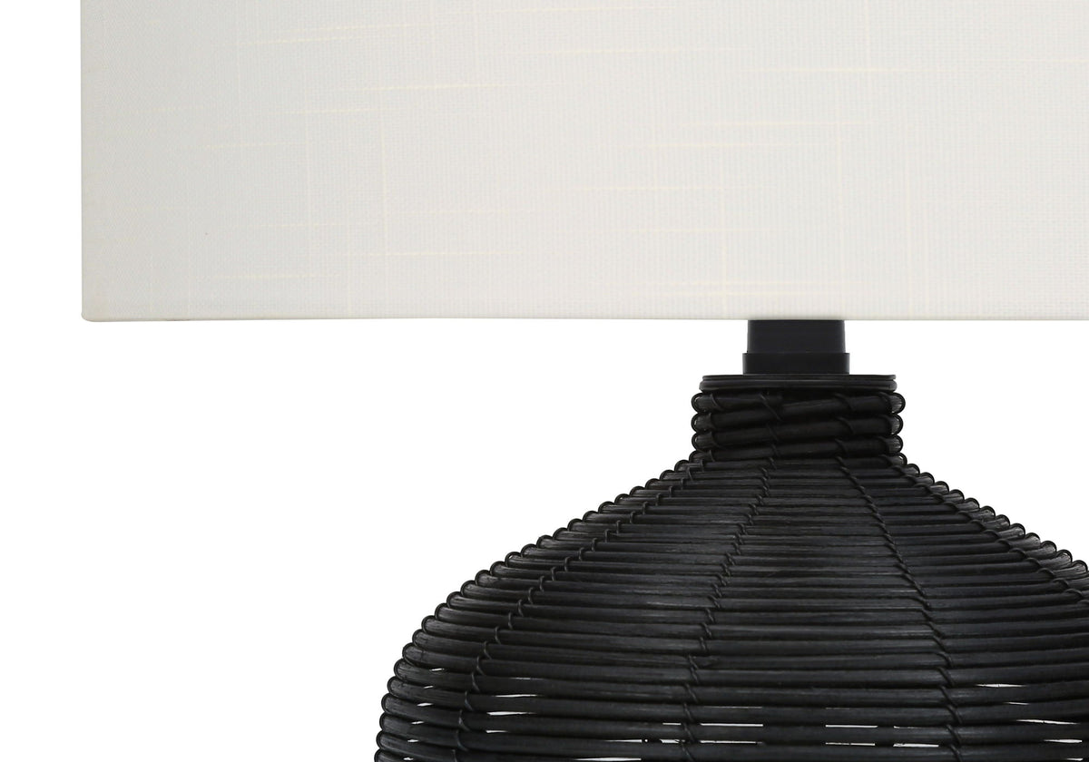 Harbor Weave Rattan Table Lamp with Drum Shade | Black or Natural Brown