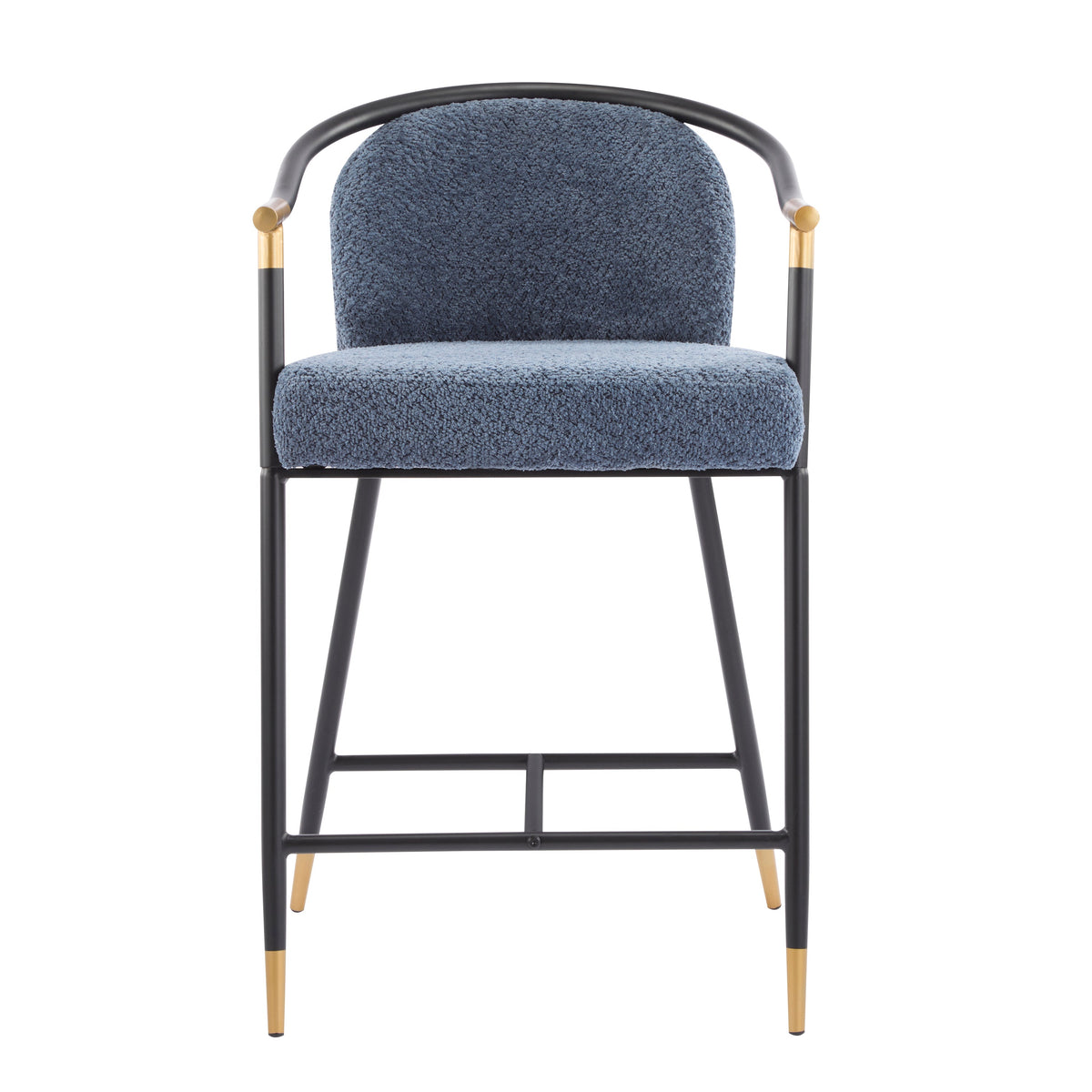The Harbor Bar Navy & Brass Counter Stools — Set of 2