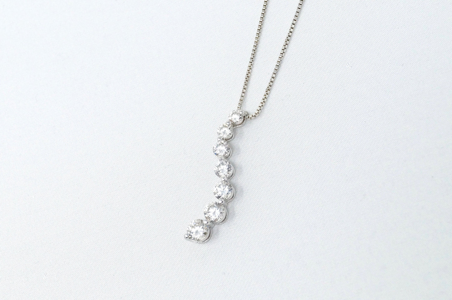Vintage Seven Stone Simulated Diamond Swirl Sterling Silver Necklace 18"