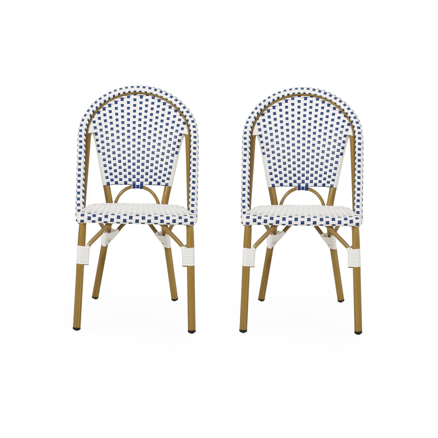 Outdoor Rattan And Aluminum French Bistro Chairs Set