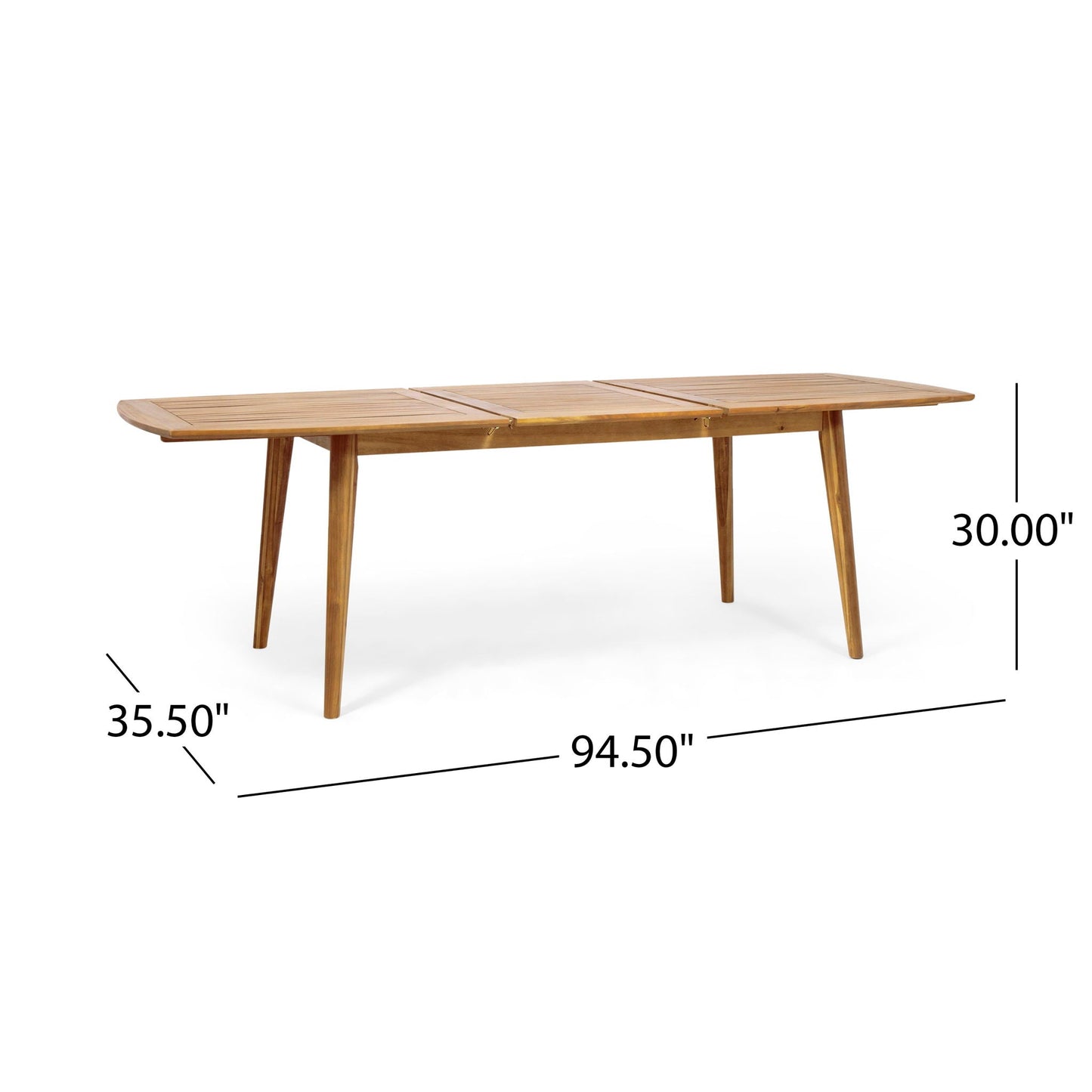 Placidity - Outdoor Expandable Dining Table With Slatted Tabletop And Tapered Legs