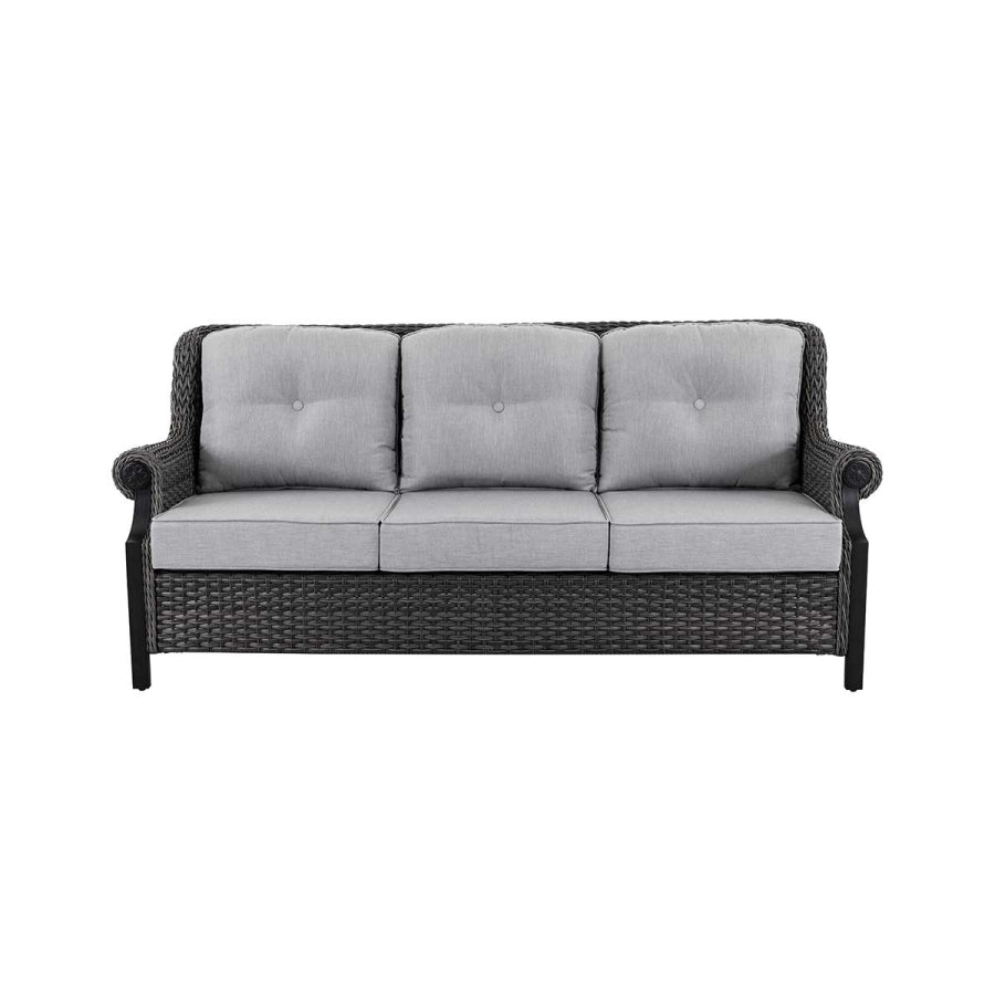Lassen 4-Piece Woven Outdoor Lounge Set with Swivel Rocking Chairs – Gray
