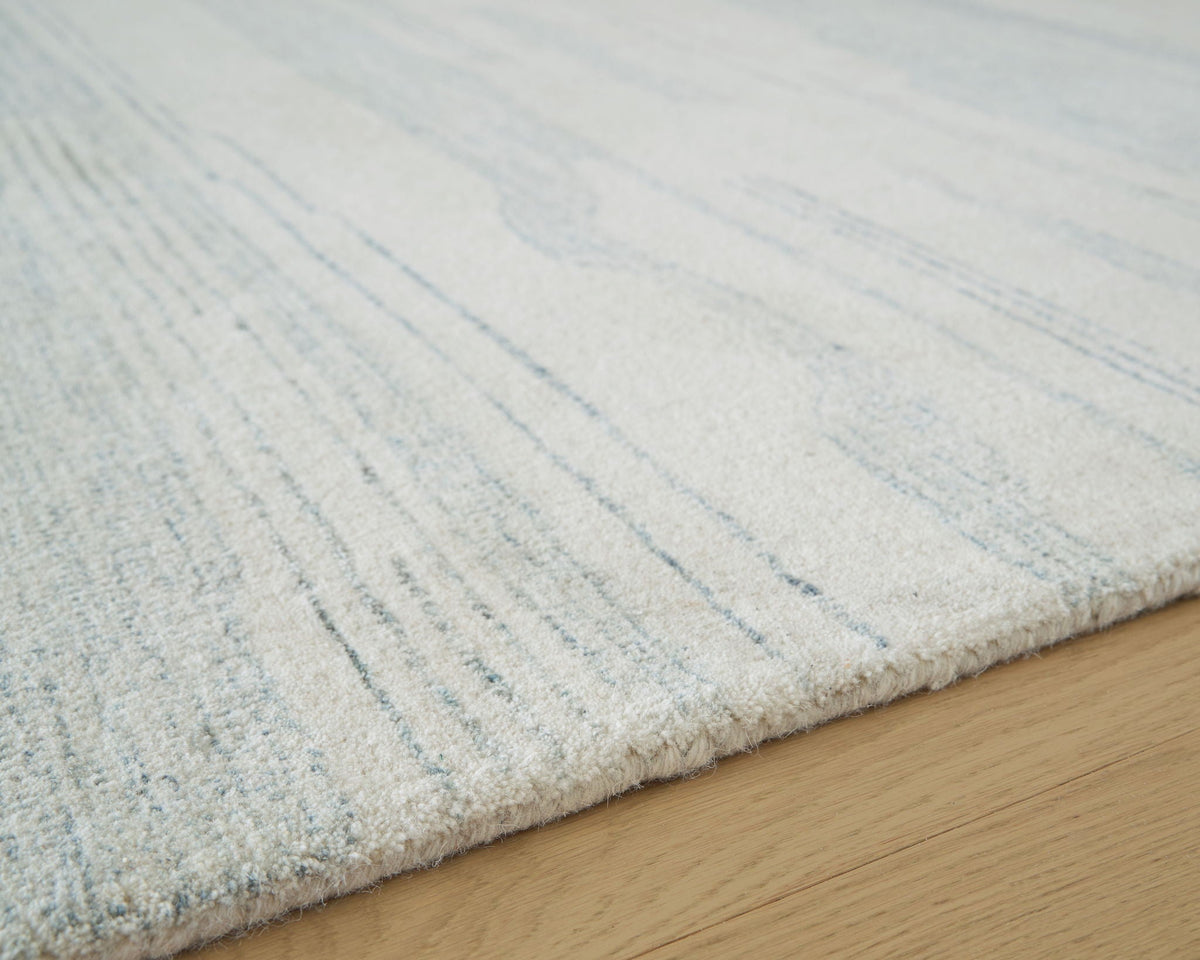 Genemost Hand-Tufted Rug — Ivory & Coastal Blue