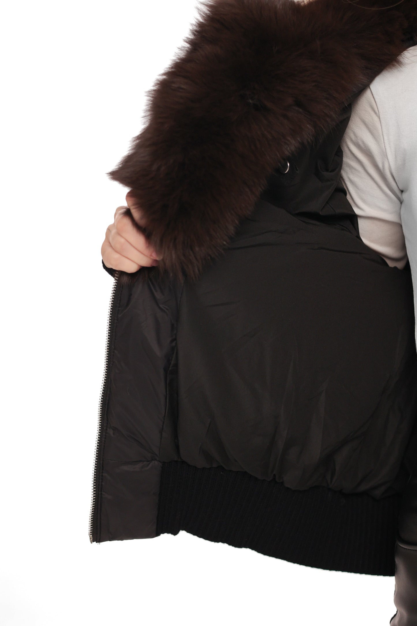 Onyx Genuine Fox Fur Vest-Lined Wool Blend Parka