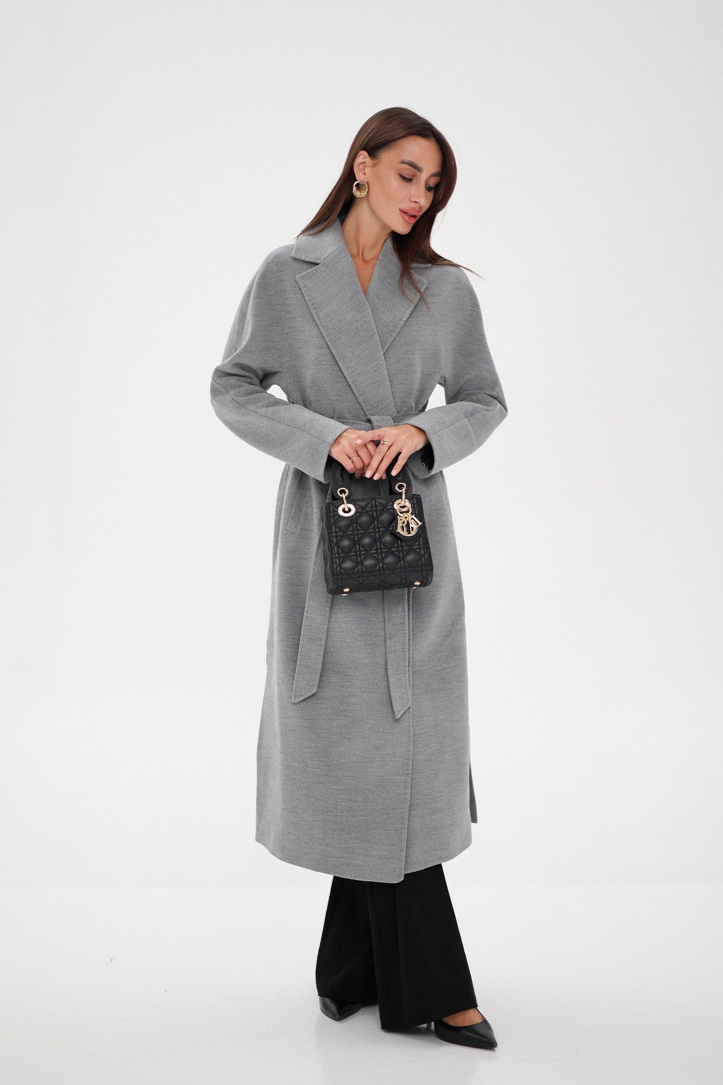 Cambridge Comfort Wraparound Wool Cashmere Coat in Dove