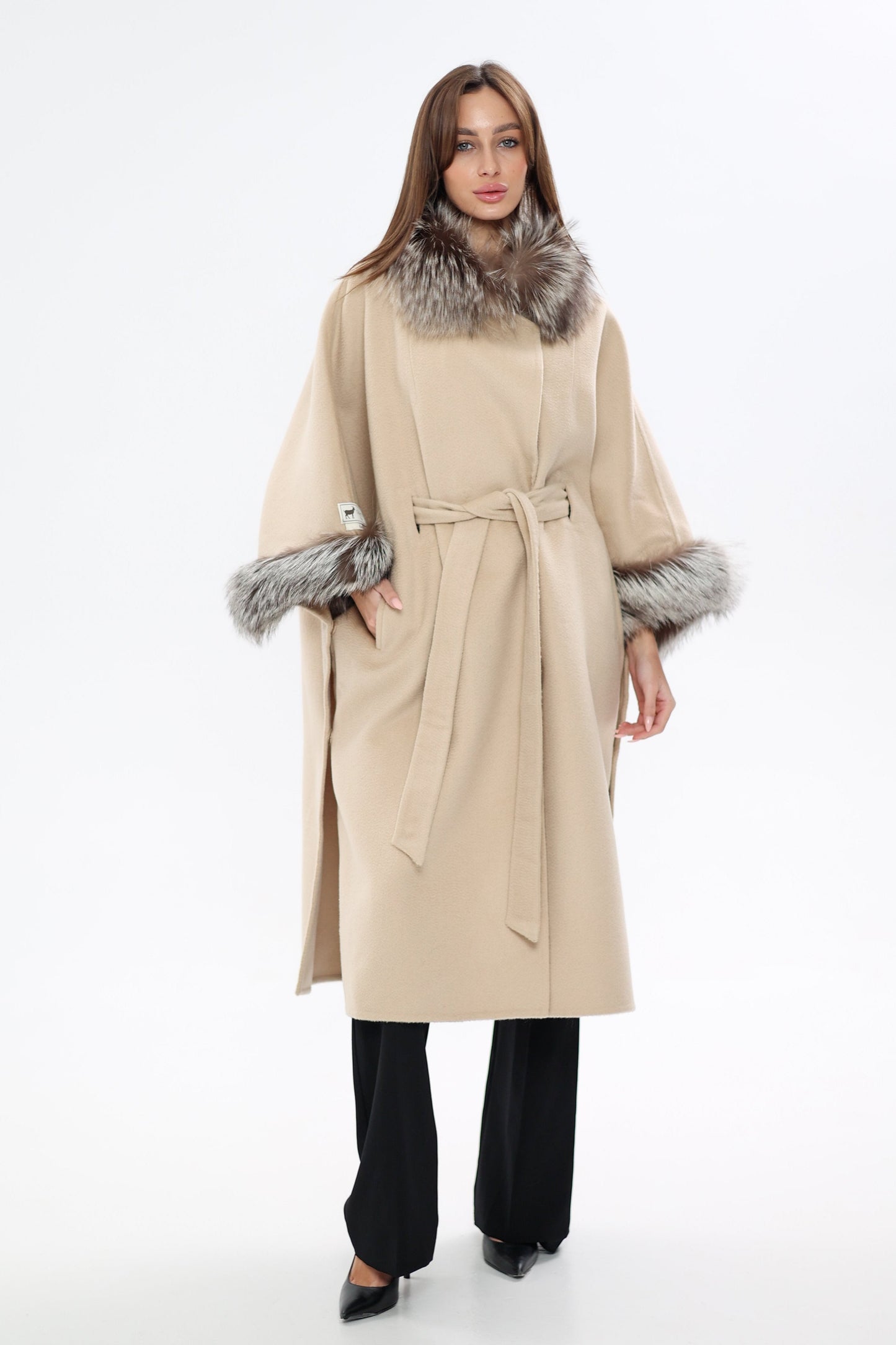 Saga®Furs Silver Fox Wool Alpaca Coat