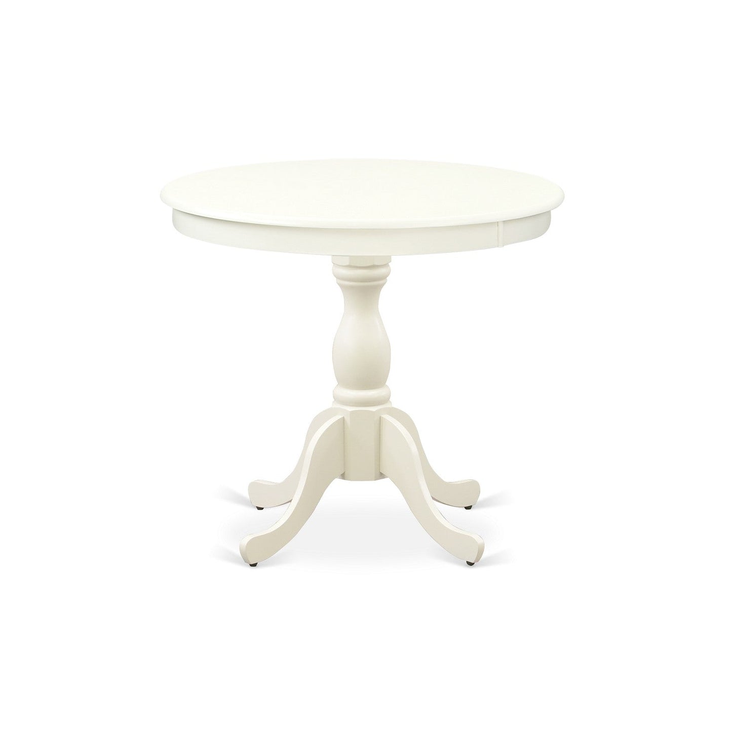 EAST WEST FURNITURE - AMVA3-LWH-W - 3-Pc Dining Room Table Set- 2 Dining Room Chair and Dining Table - Wooden Seat and Slatted Chair Back (linen white Finish)