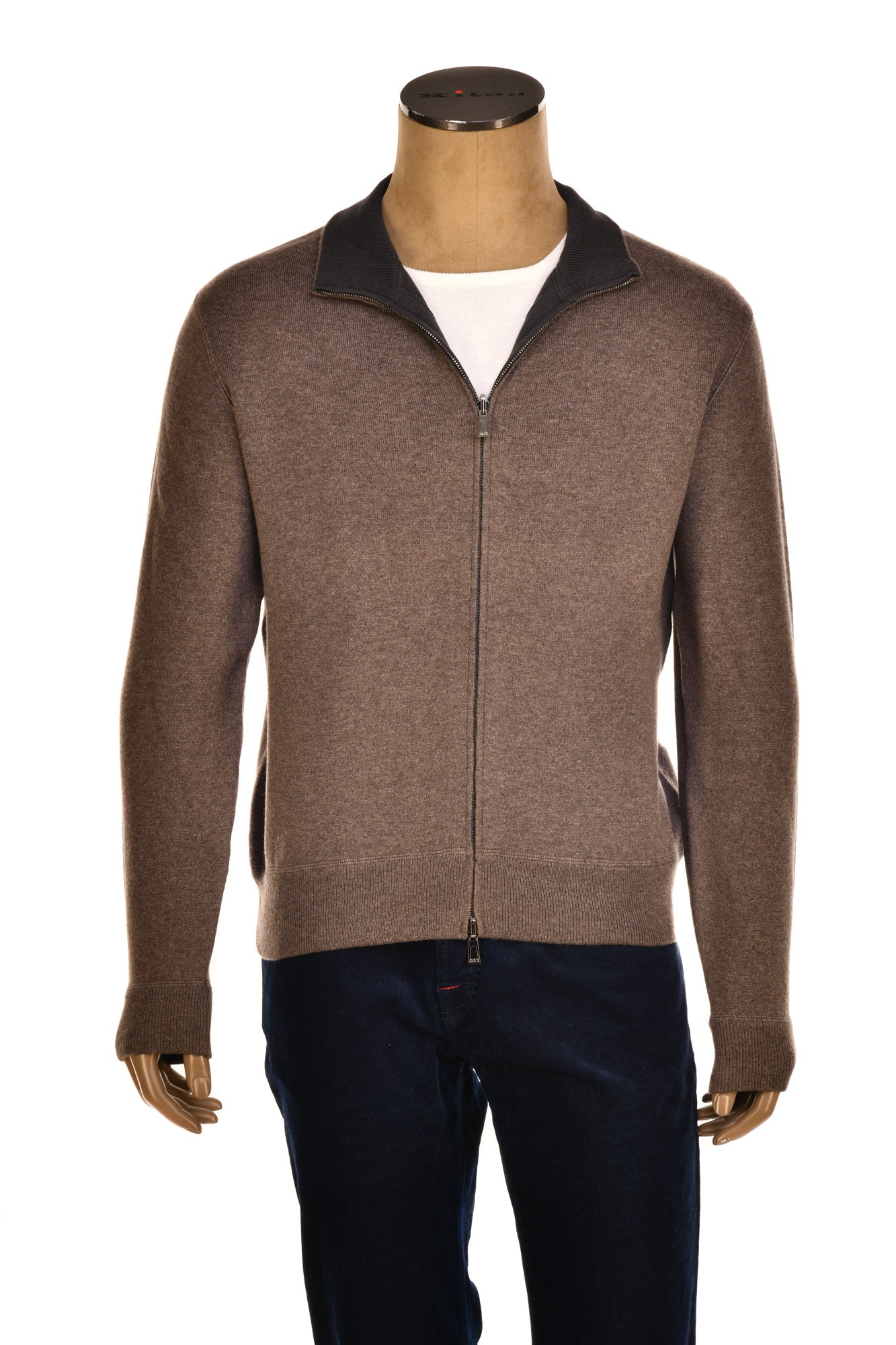 Manrico Cashmere Mock Neck Reversible Zip-Up Sweater