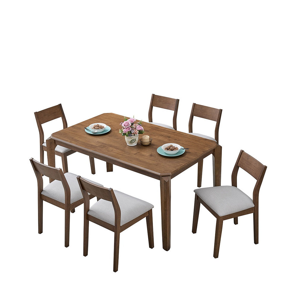 ACTU 59” Modern Dining Table Set for Small Spaces (Seats 4–6, Solid Wood)