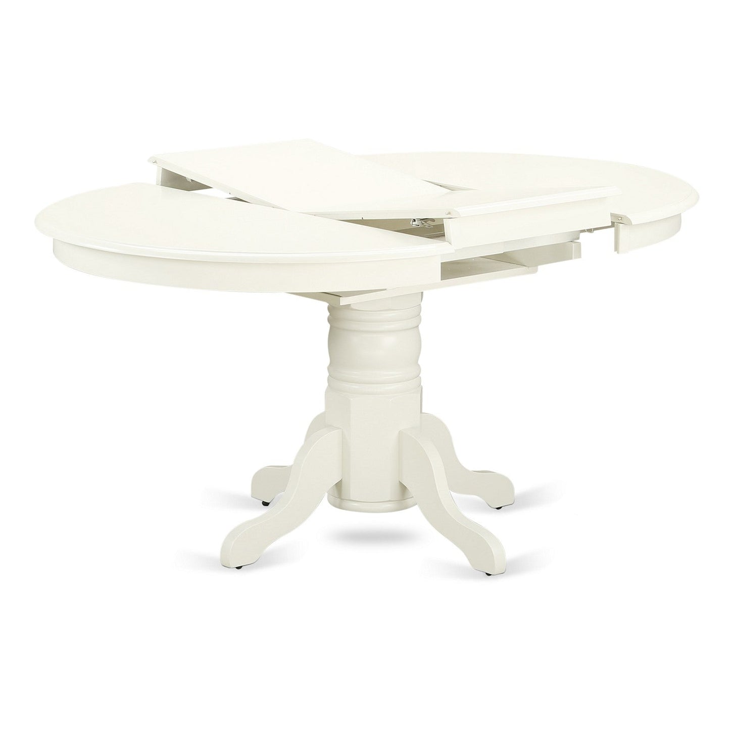 EAST WEST FURNITURE - AVVA7-LWH-C - 7-Piece Dining Table Set- 6 Dining Chairs with Linen Fabric Seat and Slatted Chair Back - Removable leaf Modern Oval Dining Table - linen white Finish