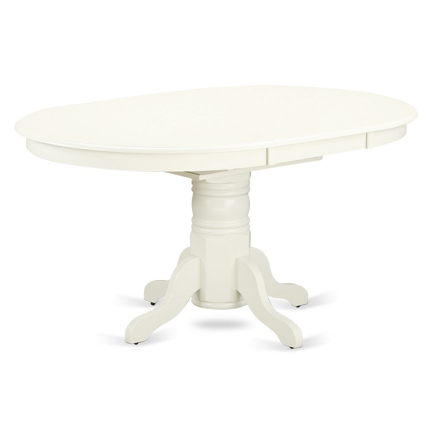 EAST WEST FURNITURE - AVVE5-LWH-15 - 5 Pc Dining Room Table Set - 4 Baby Blue Linen Fabric Dining Padded Chairs with High Back and 1 Removable leaf Oval Dining Table - linen white Finish