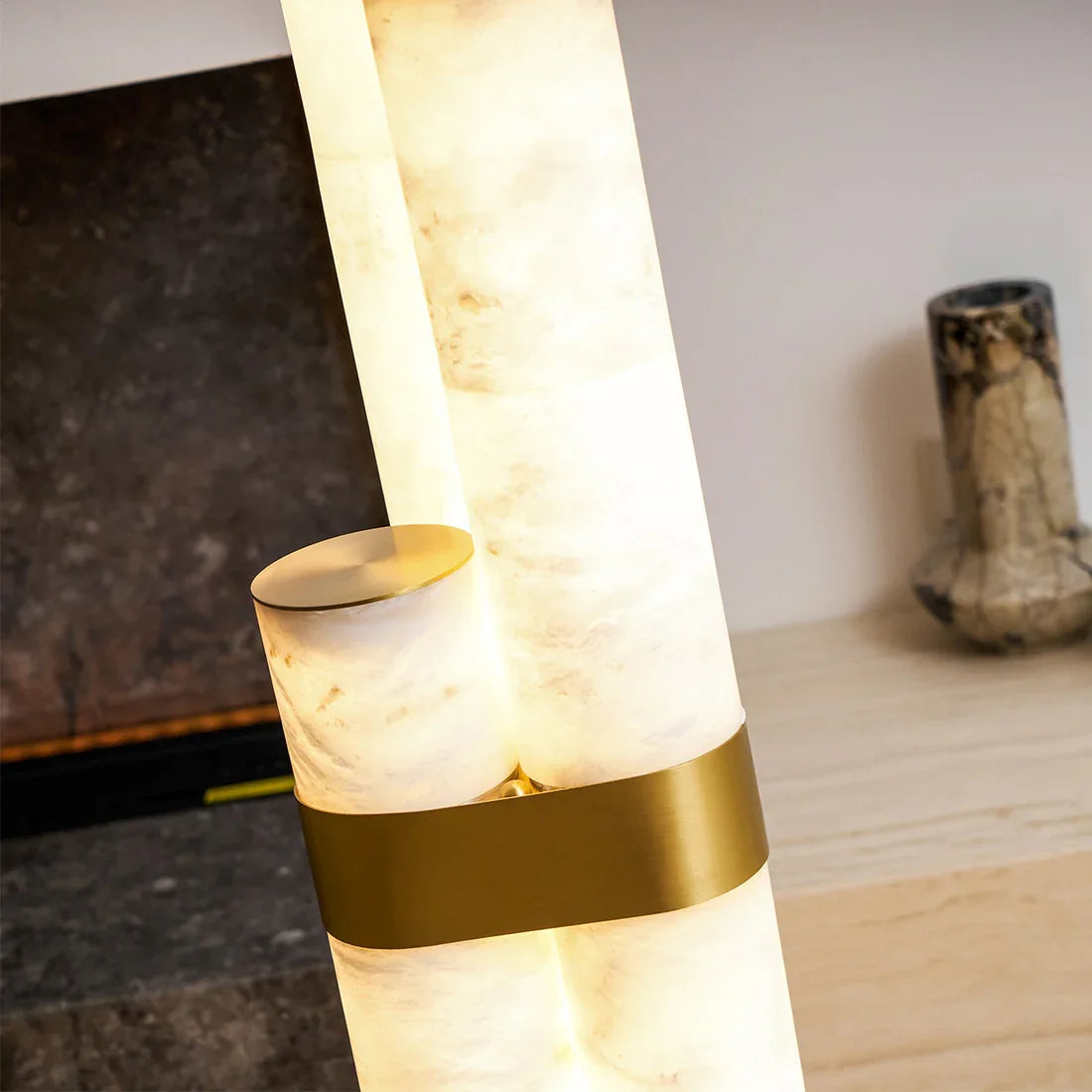 Alabaster Tube Floor Lamp