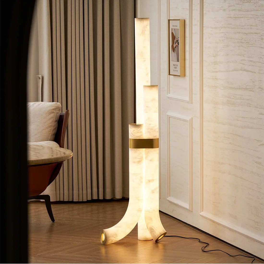 Alabaster Tube Floor Lamp
