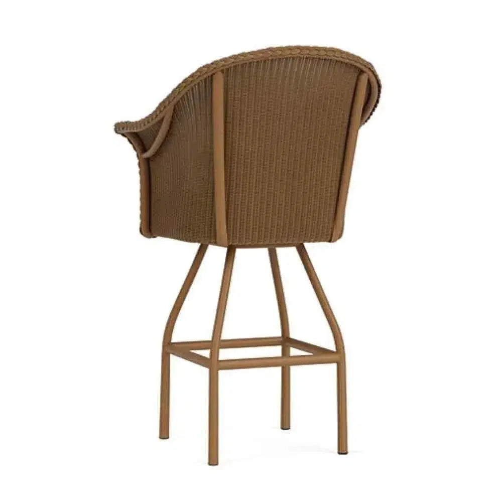 All Seasons Swivel Bar Stool Padded Seat Wicker Outdoor