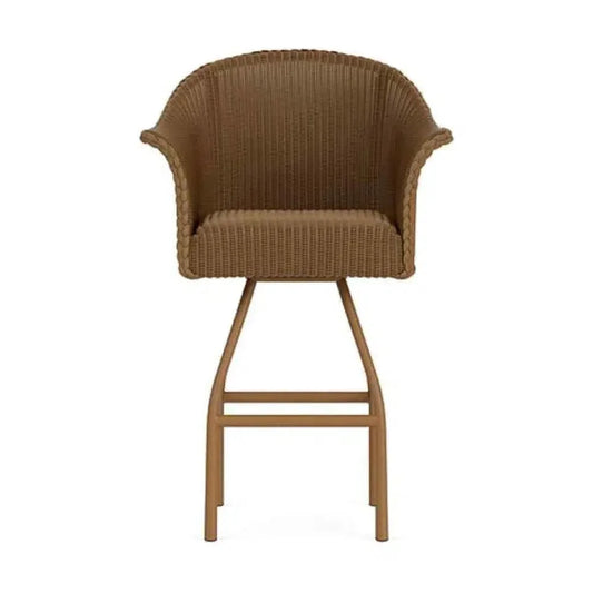All Seasons Swivel Bar Stool Padded Seat Wicker Outdoor