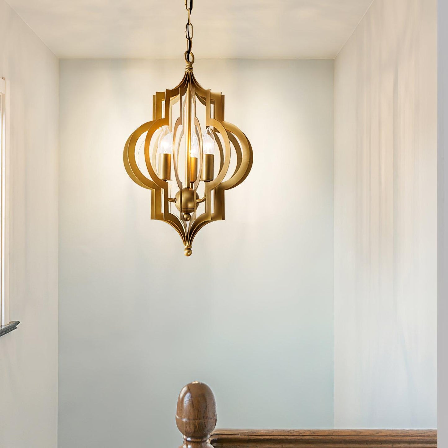 Antique Gold Leaf Lantern Chandelier 12.2"