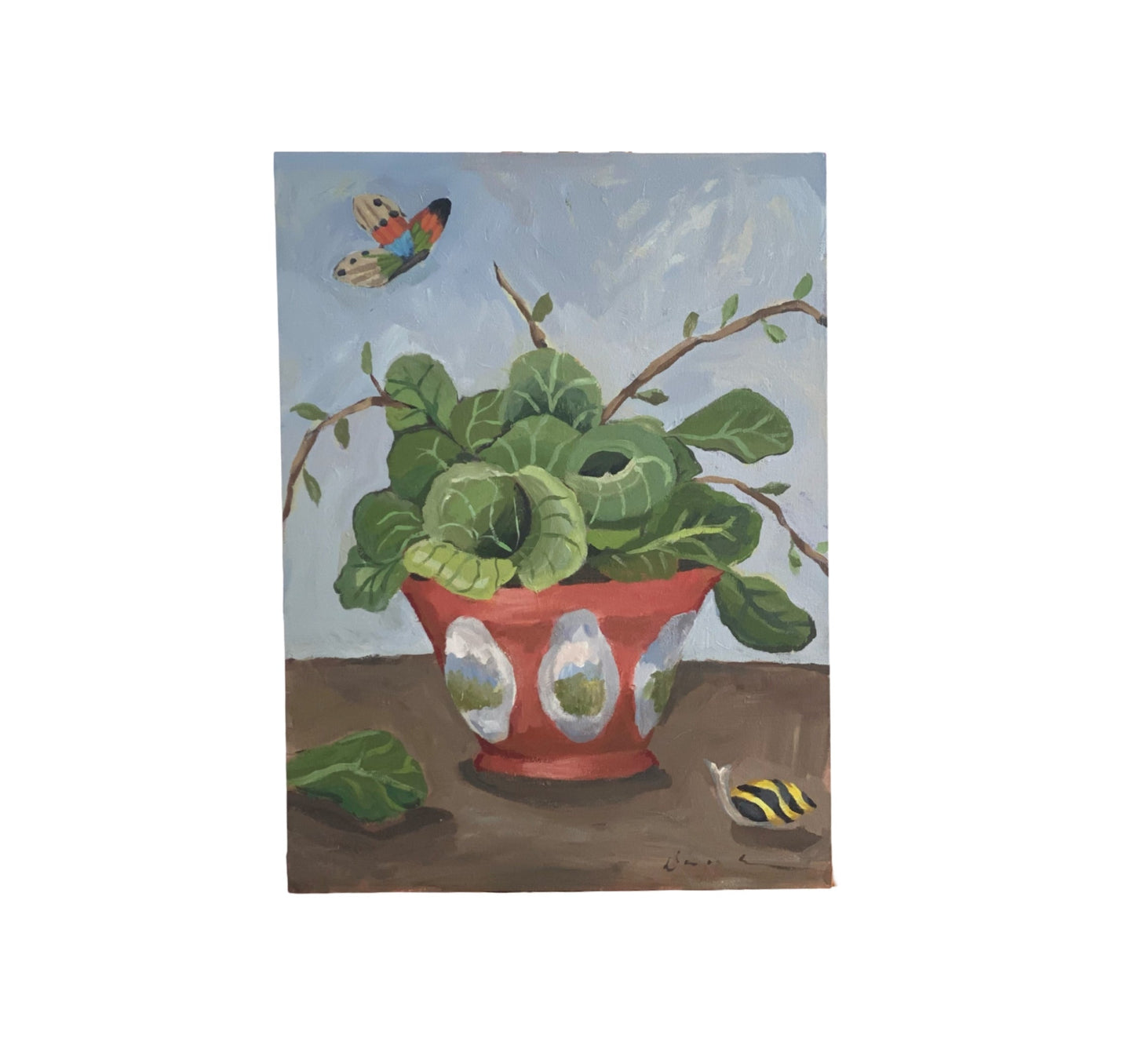 Dana Gibson  Large Cabbage in Cachepot, Unframed