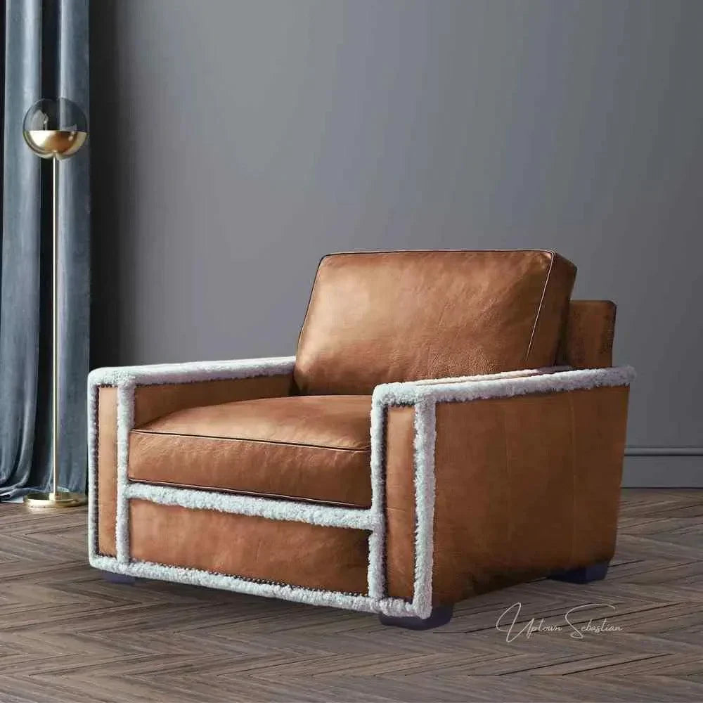 Austin Brown Benchmade Aniline Leather Club Chair