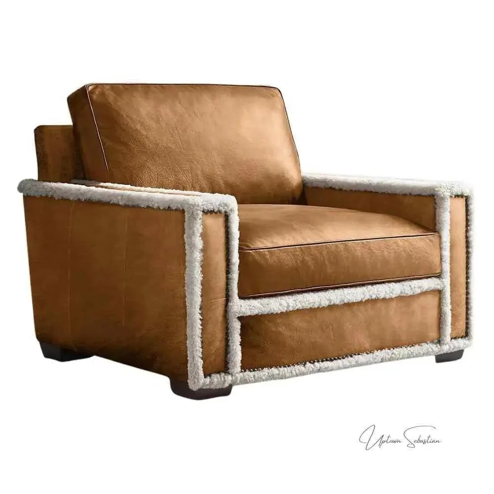 Austin Brown Benchmade Aniline Leather Club Chair
