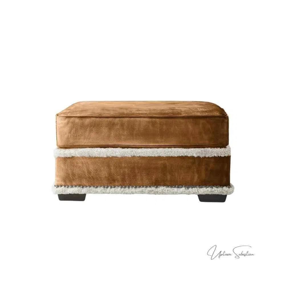 Austin Brown Benchmade Aniline Leather Ottoman