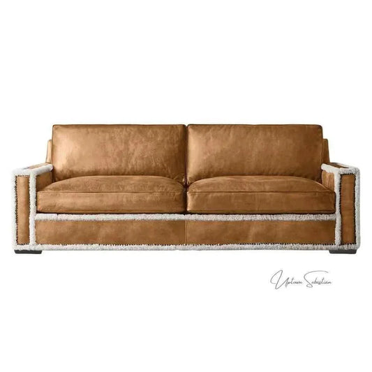 ** Austin Brown Benchmade Leather Couch Shearing Trim