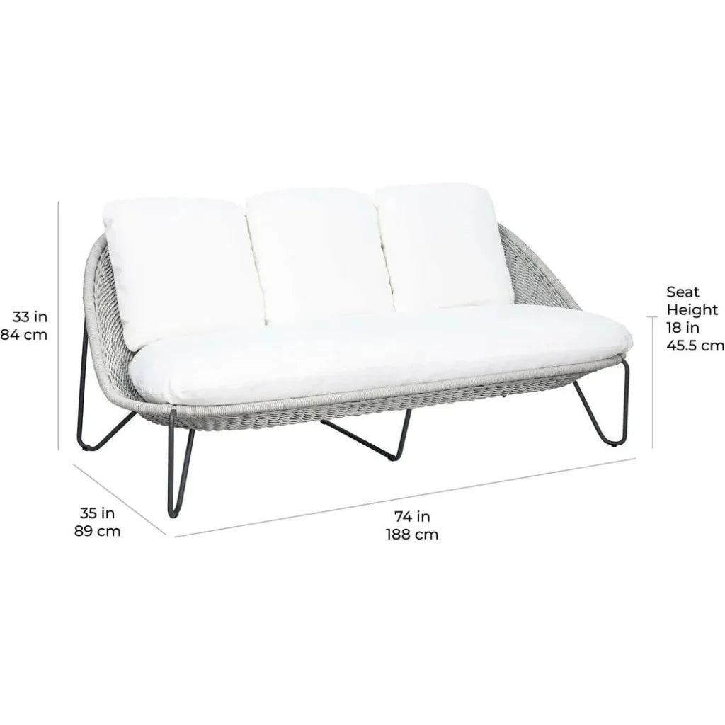 Azores 3 Seat Sofa - Coconut White Outdoor Couch