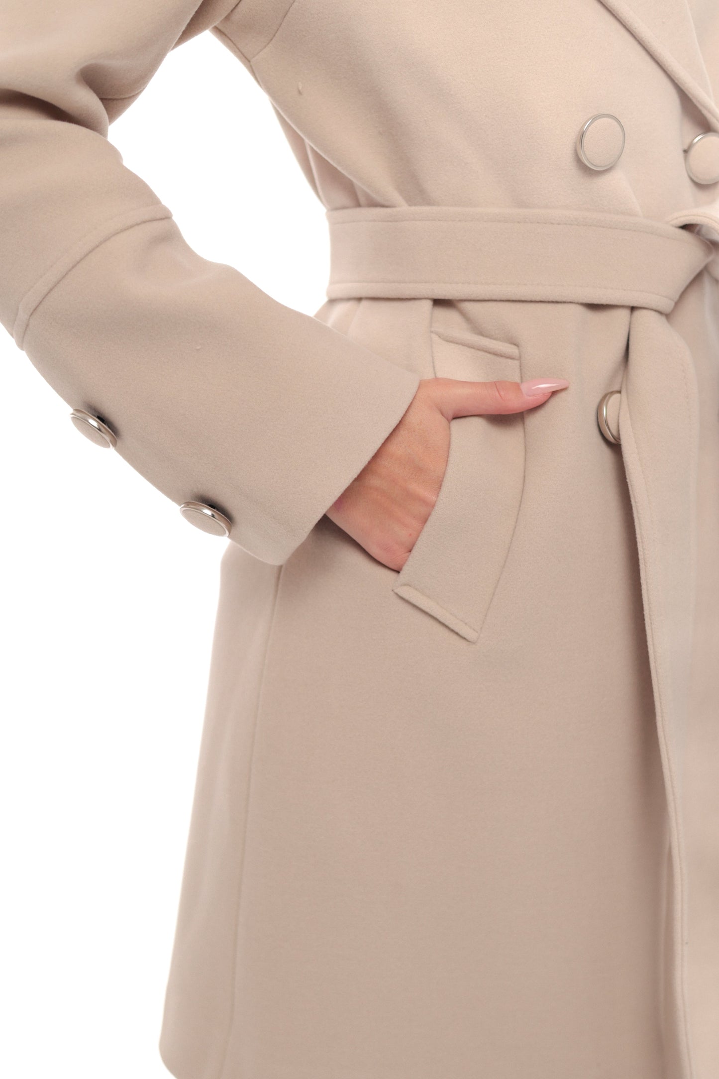 Zuri Cashmere Blend Overcoat in Nude
