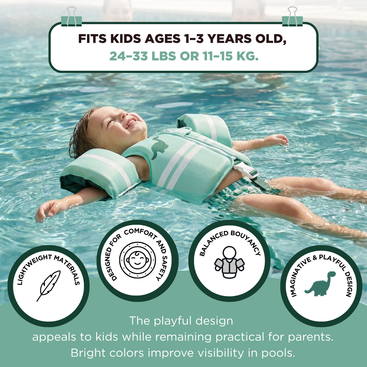 Floating Jackets with Sleeves for Bool or Beach | 1-3 Years | Dinosaur