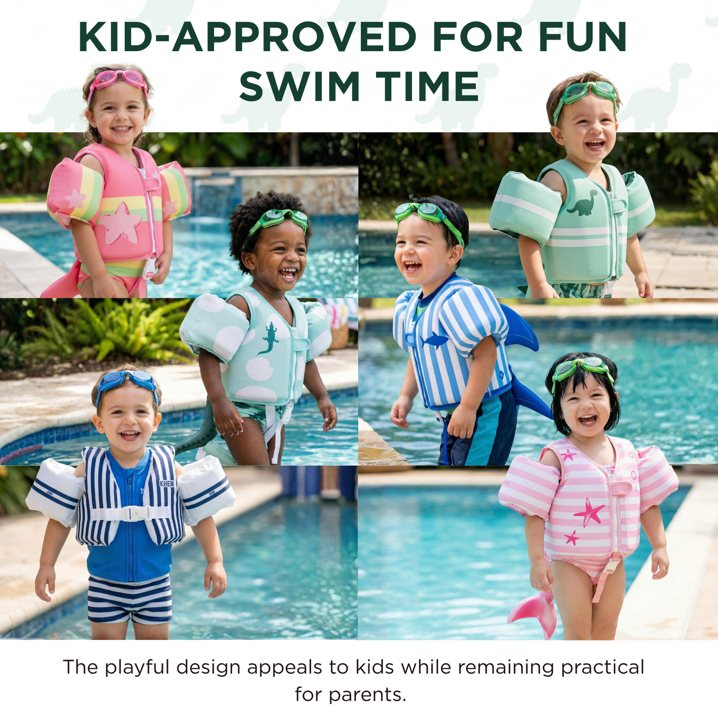 Floating Jackets with Sleeves for Bool or Beach | 1-3 Years | Dinosaur