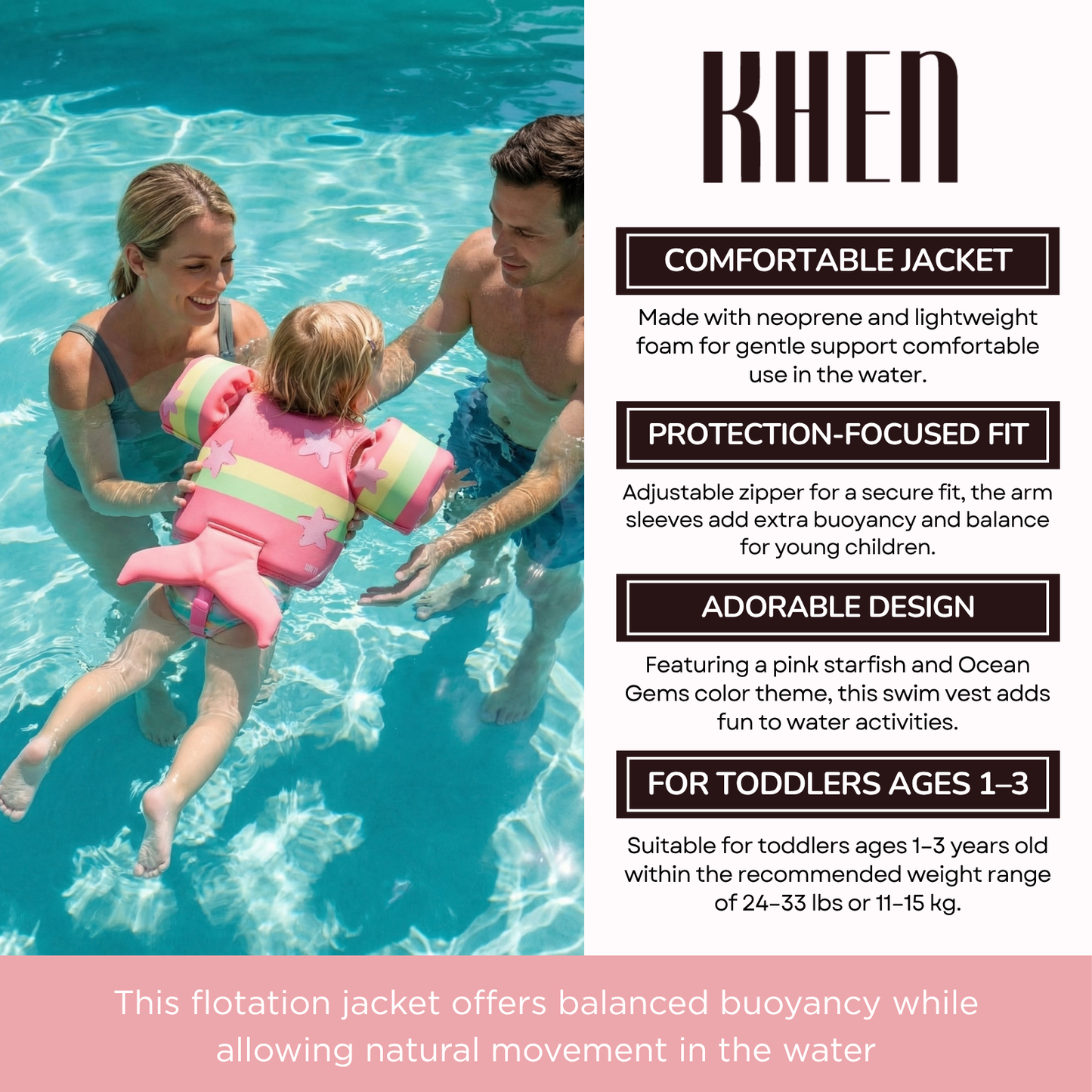 Floating Jackets with Sleeves for Bool or Beach | 1-3 Years | Ocean Gems