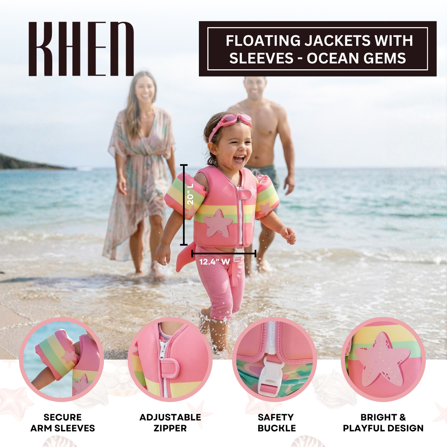 Floating Jackets with Sleeves for Bool or Beach | 1-3 Years | Ocean Gems