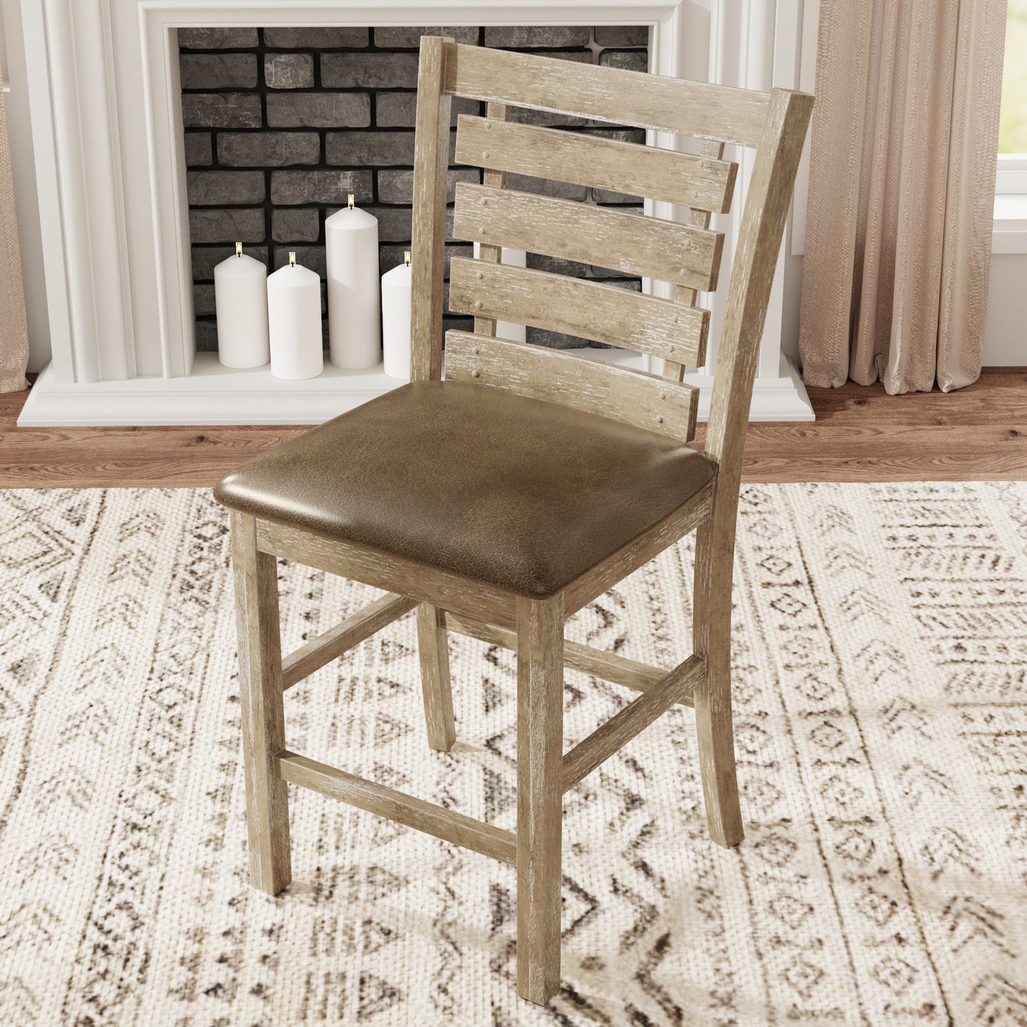 French Country Ladderback Farmhouse Counter Stools – Set of 2
