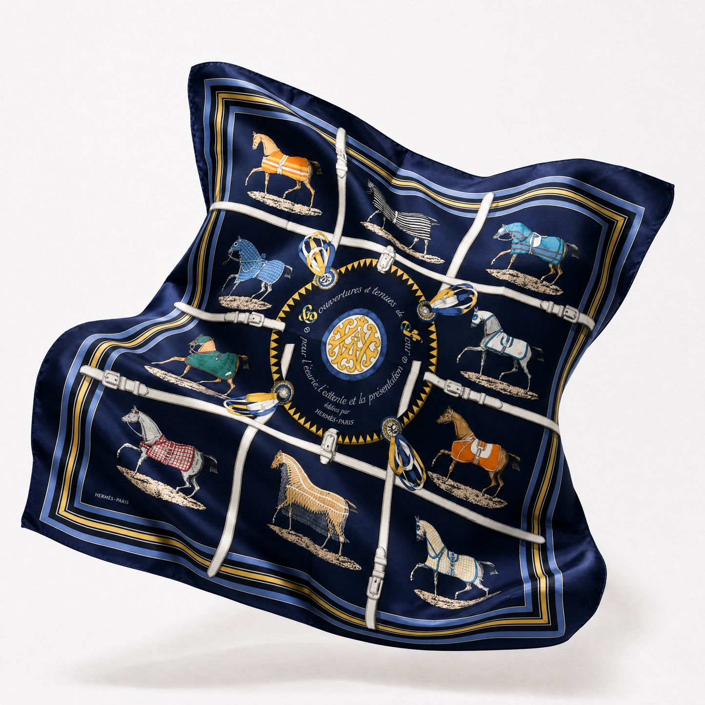 Couvertures et Tenues du Jour Blue Vintage Scarf Crossbody Bag - One of a Kind