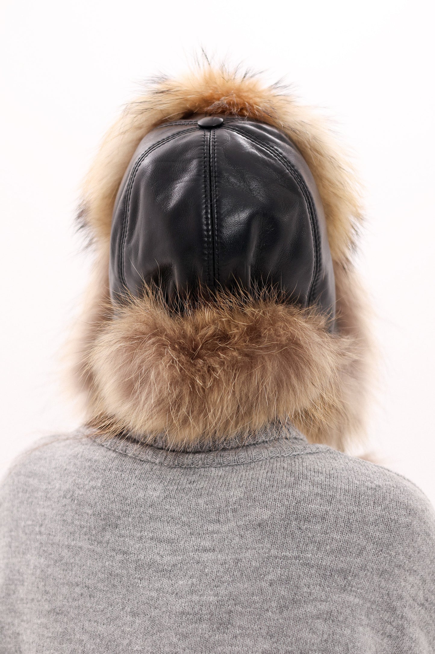Genuine Racoon Fur Genuine Leather Hat