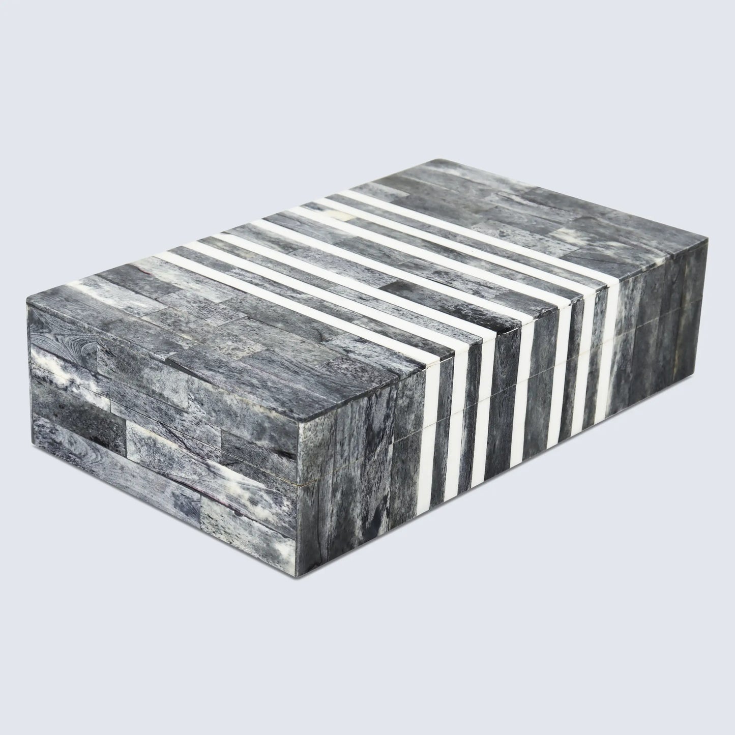 Decorative Storage Box Patisserie Cafe Bone & Resin Inlay, Grey - 7 Sizes