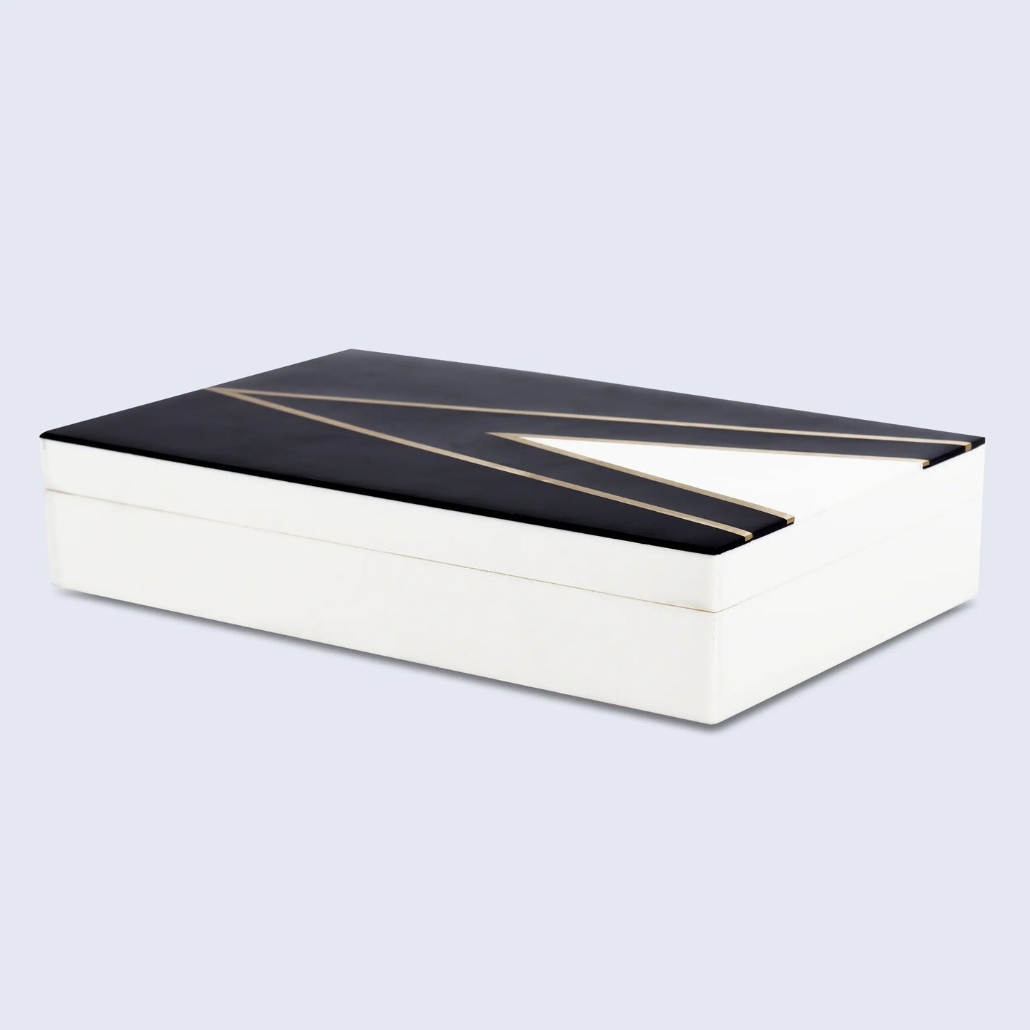Kept Dapper Black White Resin Inlay & Brass  Storage Box, 7 Sizes