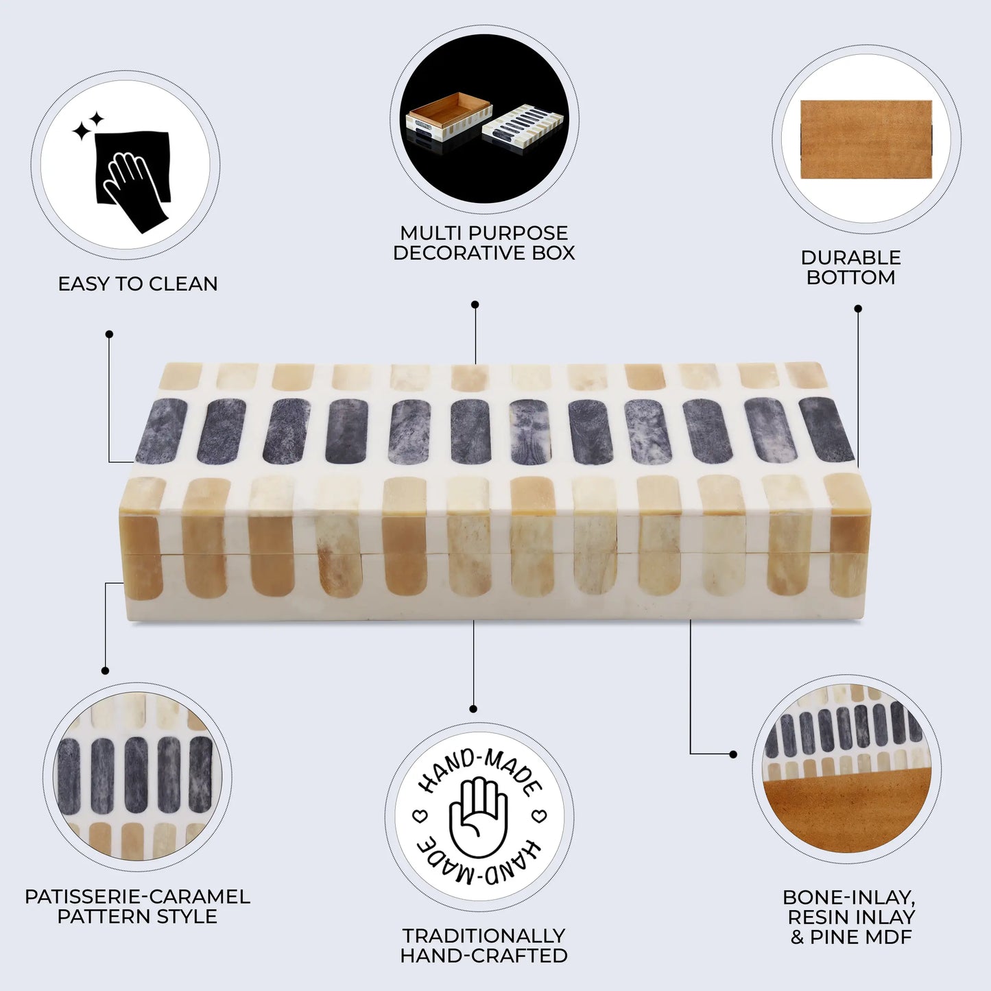 Decorative Box Patisserie Caramel Collection Bone & Resin Inlay 7 Sizes