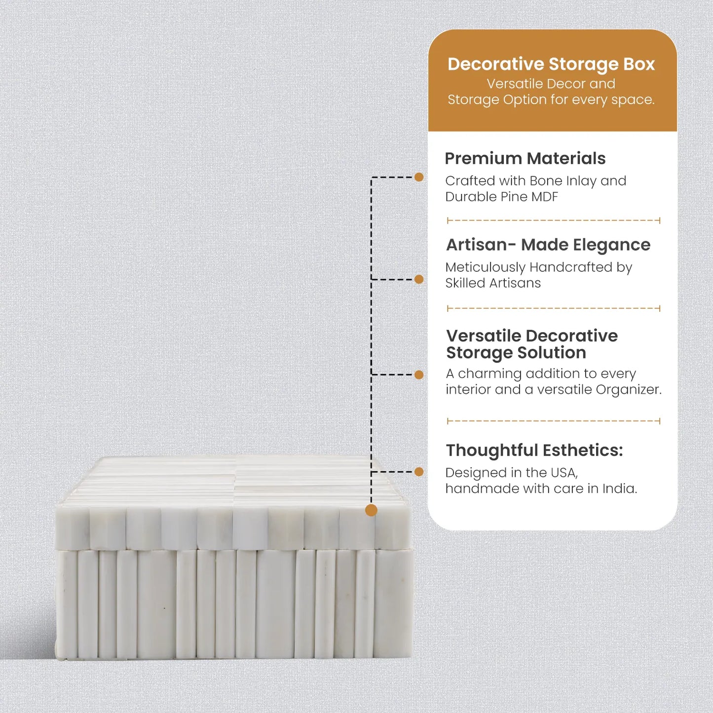Decorative box Ivory stem Bone Inlay white available in 7 sizes