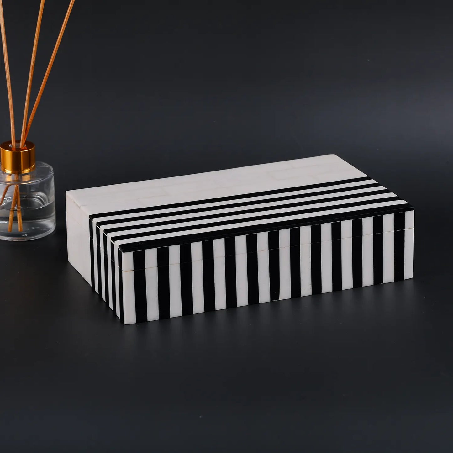 Black White Resin Inlay Decorative Storage Box – Mono Lead Collection (7 Sizes)